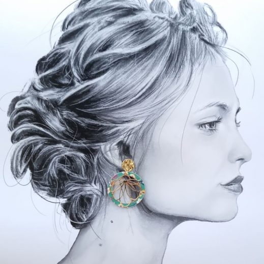 Boucles d'oreilles cercle et lys en Tissu Donna leigh Jade Boucles d'oreilles cercle et lys en Tissu Donna leigh Jade