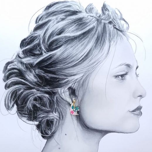 Boucles d'oreilles Mini écureuil et papillon en liberty Wiltshire émeraude Boucles d'oreilles Mini écureuil et papillon en liberty Wiltshire émeraude