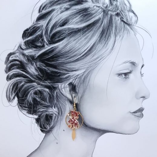 Boucles d'oreilles Pandas roux en liberty Margereth Annie écureuil Boucles d'oreilles Pandas roux en liberty Margereth Annie écureuil