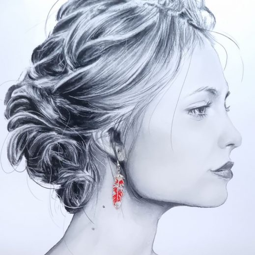 Boucles d'oreilles plumes en TISSU Summer Blooms coquelicot Boucles d'oreilles plumes en TISSU Summer Blooms coquelicot