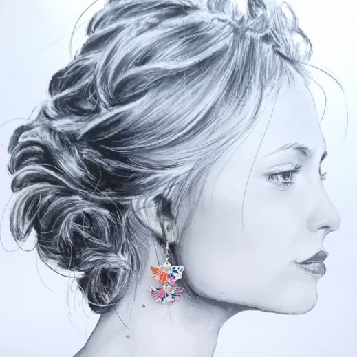 Boucles d'oreilles Gingko et papillon en TISSU Libby tangerine Boucles d'oreilles Gingko et papillon en TISSU Libby tangerine