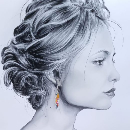 Boucles d'oreilles colibri et plume liberty Libby Tangerine Boucles d'oreilles colibri et plume liberty Libby Tangerine