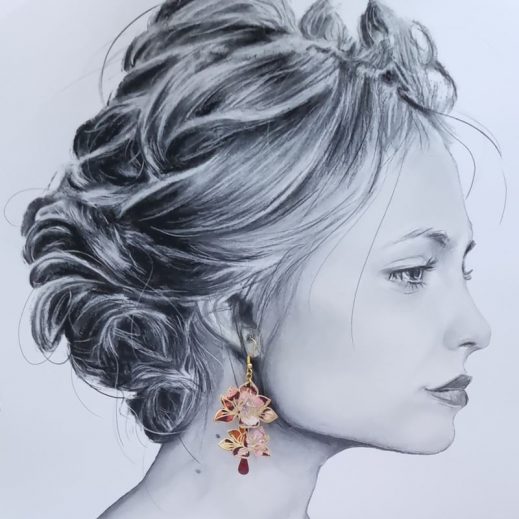 Boucles d'oreilles Magnolias en TISSU liberty Lilly Jane noisette Boucles d'oreilles Magnolias en TISSU liberty Lilly Jane noisette