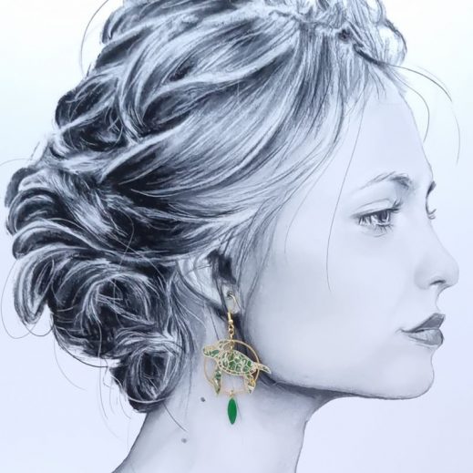 Boucles d'oreilles tortues en tissu liberty Fields of Eden vert Boucles d'oreilles tortues en tissu liberty Fields of Eden vert