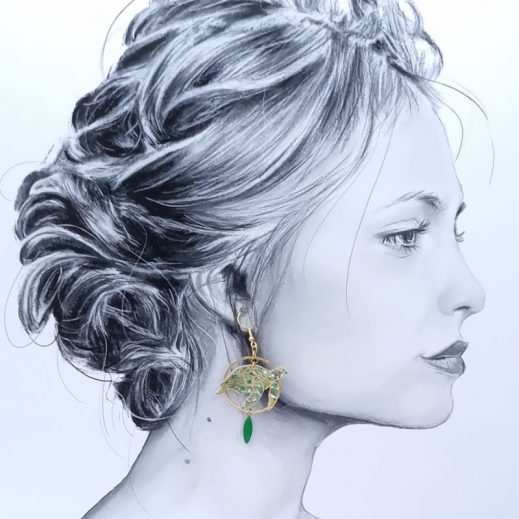 Boucles d'oreilles tortues en tissu liberty Fields of Eden vert Boucles d'oreilles tortues en tissu liberty Fields of Eden vert