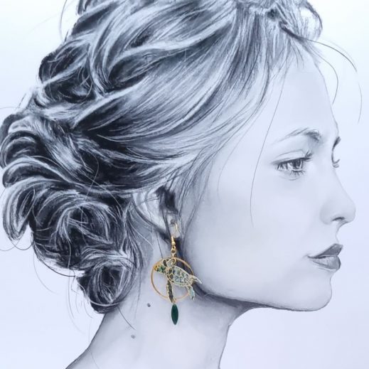 Boucles d'oreilles tortue en tissu liberty Ciara botanique Boucles d'oreilles tortue en tissu liberty Ciara botanique