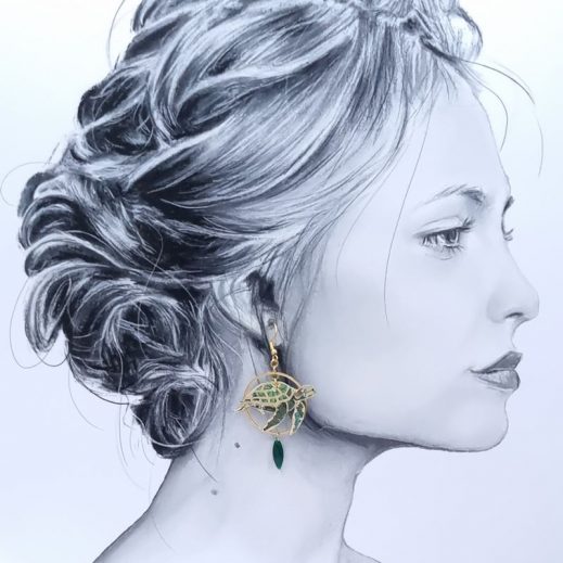 Boucles d'oreilles tortue en tissu liberty Ciara botanique Boucles d'oreilles tortue en tissu liberty Ciara botanique