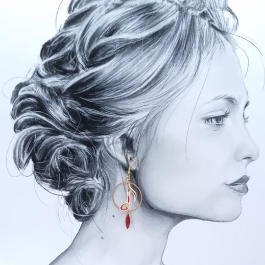 Boucles d'oreilles notes croches en liberty Capel Rubis Boucles d'oreilles notes croches en liberty Capel Rubis