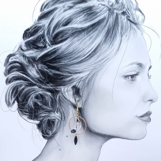 Boucles d'oreilles notes croches en liberty Ciara nuit étoilée Boucles d'oreilles notes croches en liberty Ciara nuit étoilée