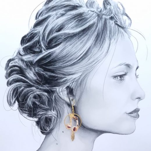 Boucles d'oreilles notes croches en liberty Fields of eden noisette Boucles d'oreilles notes croches en liberty Fields of eden noisette