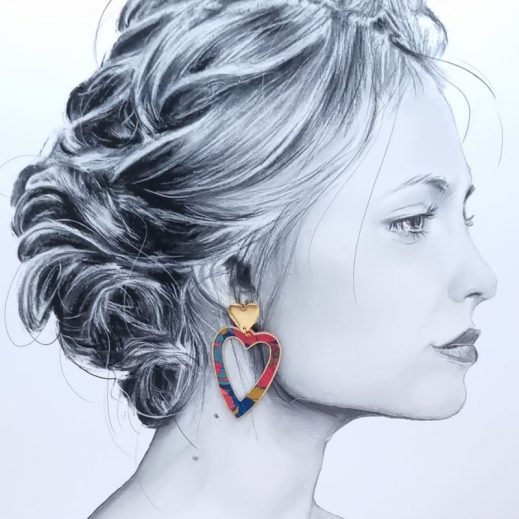 Boucles d'oreilles Cœur en TISSU liberty little Eustacia Boucles d'oreilles Cœur en TISSU liberty little Eustacia