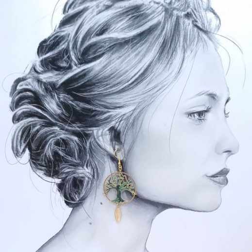 Boucles d'oreilles plumes et arbre de vie en TISSU Liberty Ciara botanique Boucles d'oreilles plumes et arbre de vie en TISSU Liberty Ciara botanique