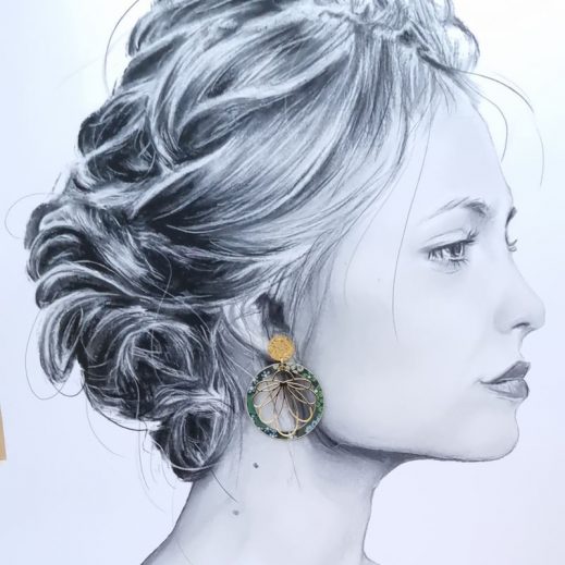 Boucles d'oreilles cercle et orchidée en liberty Ciara botanique Boucles d'oreilles cercle et orchidée en liberty Ciara botanique