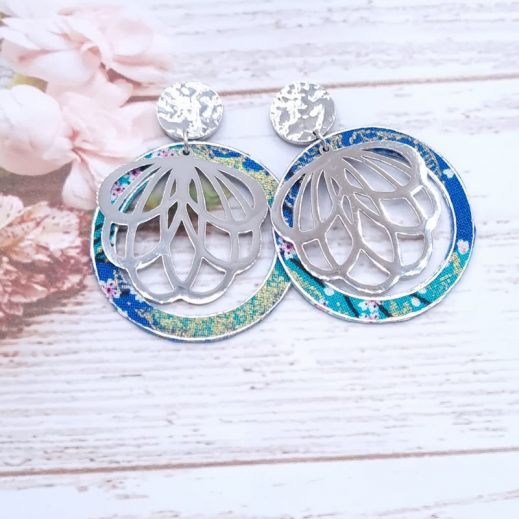 boucles d'oreilles cercle sakura bleu boucles d'oreilles cercle sakura bleu