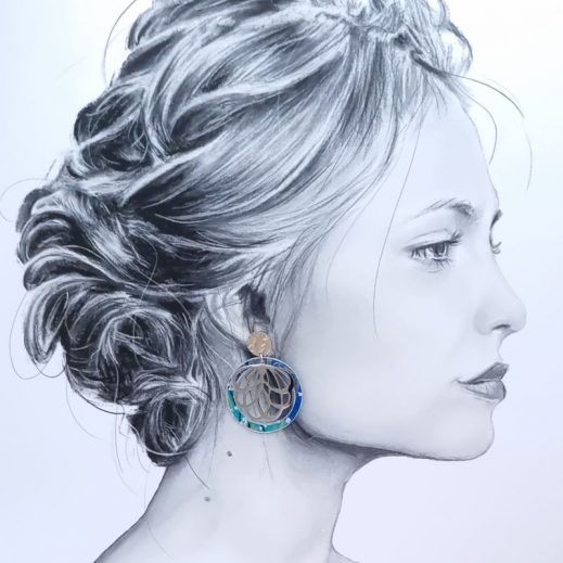 boucles d'oreilles cercle sakura bleu boucles d'oreilles cercle sakura bleu