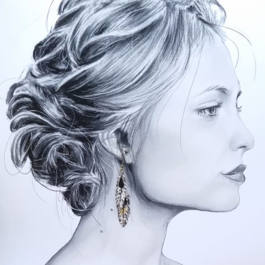 Boucles d'oreilles grand colibri et plumes en tissu liberty Adelajda Brown Boucles d'oreilles grand colibri et plumes en tissu liberty Adelajda Brown