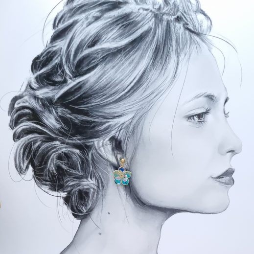 Boucles d'oreilles mini fleurs de cerisier en Tissu Sakura bleu Boucles d'oreilles mini fleurs de cerisier en Tissu Sakura bleu