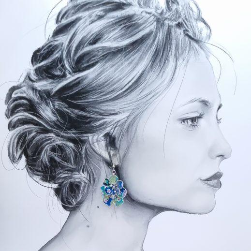 Boucles d'oreilles colibri et fleurs de cerisier en Tissu japonais Sakura bleu Boucles d'oreilles colibri et fleurs de cerisier en Tissu japonais Sakura bleu