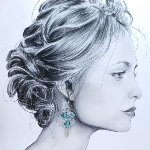 boucles d'oreilles éléphant et lotus en liberty strawberry thief vert boucles d'oreilles éléphant et lotus en liberty strawberry thief vert