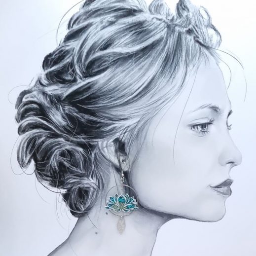 boucles d'oreilles éléphant et lotus en liberty strawberry thief vert boucles d'oreilles éléphant et lotus en liberty strawberry thief vert