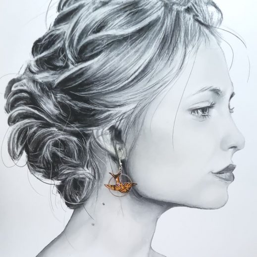 boucles d'oreilles oiseau hirondelle et étoiles en TISSU Sakura ocre boucles d'oreilles oiseau hirondelle et étoiles en TISSU Sakura ocre