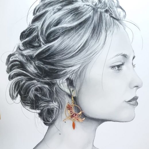 Boucles d'oreilles grue oiseau en TISSU liberty Ciara Fauve Boucles d'oreilles grue oiseau en TISSU liberty Ciara Fauve