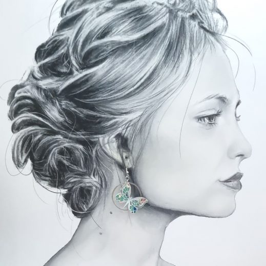 Boucles d'oreilles Papillon et Ginkgo en liberty Donna Leigh Jade Boucles d'oreilles Papillon et Ginkgo en liberty Donna Leigh Jade