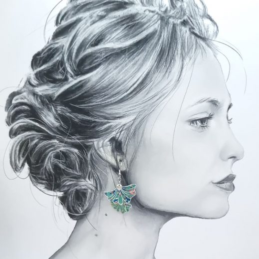 Boucles d'oreilles Papillon et Ginkgo en liberty Donna Leigh Jade Boucles d'oreilles Papillon et Ginkgo en liberty Donna Leigh Jade