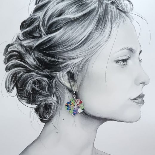 Boucles d'oreilles hibiscus et arbre de vie en TISSU Liberty Thorpe Springtime Boucles d'oreilles hibiscus et arbre de vie en TISSU Liberty Thorpe Springtime