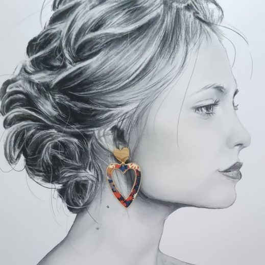 Boucles d'oreilles Cœur en TISSU liberty Thorpe rouille Boucles d'oreilles Cœur en TISSU liberty Thorpe rouille