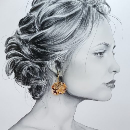 Boucles d'oreilles renard et rose en TISSU liberty Lilly Jane noisette Boucles d'oreilles renard et rose en TISSU liberty Lilly Jane noisette