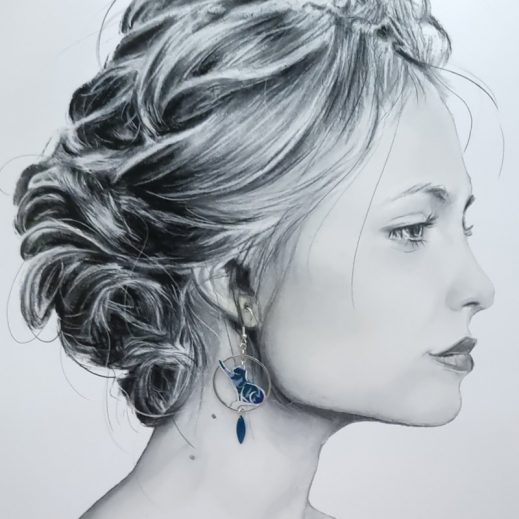 Boucles d'oreilles chats en Tissu Liberty Poppy and daisy colvert Boucles d'oreilles chats en Tissu Liberty Poppy and daisy colvert