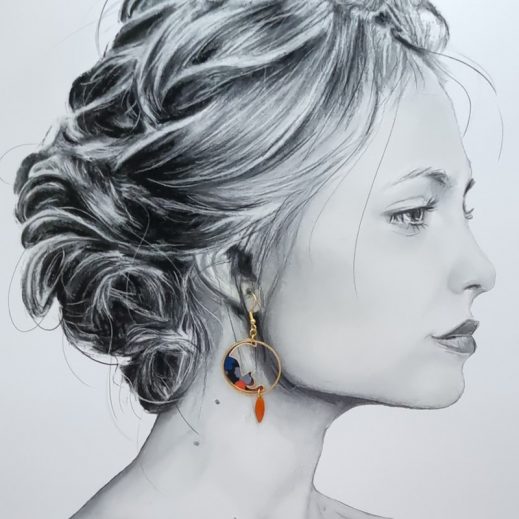 Boucles d'oreilles chats en liberty Thorpe rouille Boucles d'oreilles chats en liberty Thorpe rouille