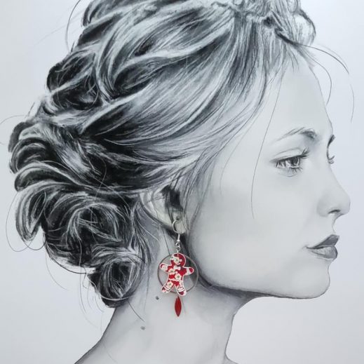 Boucles d'oreilles sucre d'orge et pain d'épice Tissu Liberty Mitsi valéria rubis Boucles d'oreilles sucre d'orge et pain d'épice Tissu Liberty Mitsi valéria rubis