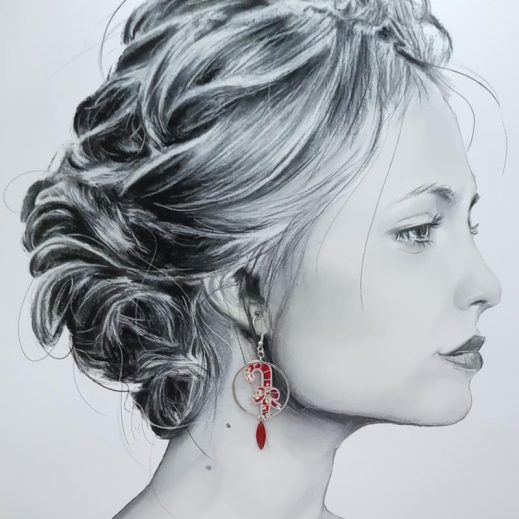 Boucles d'oreilles sucre d'orge et pain d'épice Tissu Liberty Mitsi valéria rubis Boucles d'oreilles sucre d'orge et pain d'épice Tissu Liberty Mitsi valéria rubis