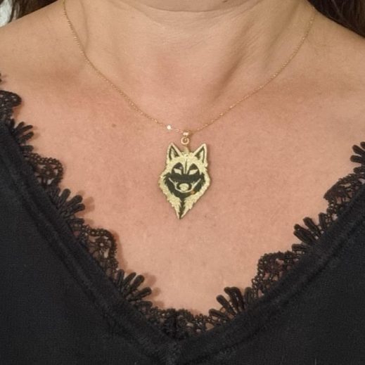 Collier loup en liberty Erica noir Collier loup en liberty Erica noir