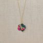 Collier Fleur d'hibiscus en liberty revival fushia