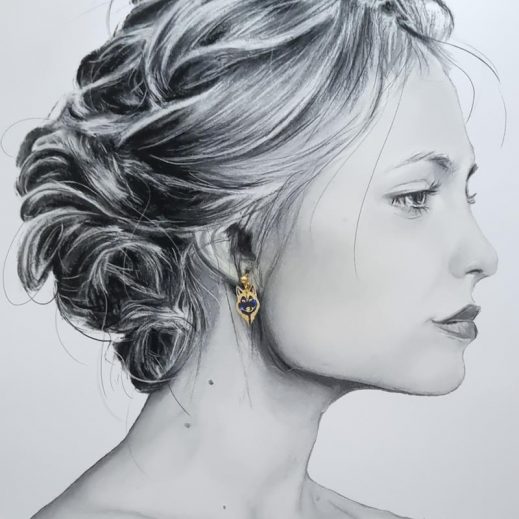 Boucles d'oreilles Mini tête de loup en liberty Capel indigo Boucles d'oreilles Mini tête de loup en liberty Capel indigo