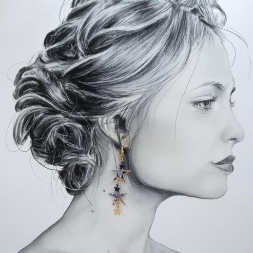 Boucles d'oreilles étoiles lune soleil liberty Ciara nuit étoilée Boucles d'oreilles étoiles lune soleil liberty Ciara nuit étoilée