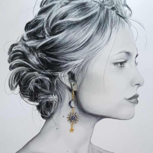 Boucles d'oreilles étoiles lune soleil liberty Ciara nuit étoilée Boucles d'oreilles étoiles lune soleil liberty Ciara nuit étoilée