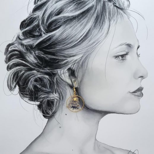 Boucles d'oreilles Sapin et étoiles liberty Ciara nuit étoilée Boucles d'oreilles Sapin et étoiles liberty Ciara nuit étoilée