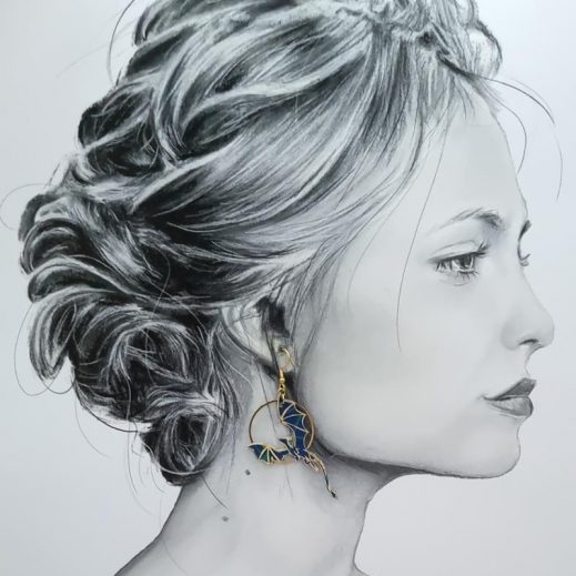 Boucles d'oreilles dragons liberty Erica noir et navy Boucles d'oreilles dragons liberty Erica noir et navy