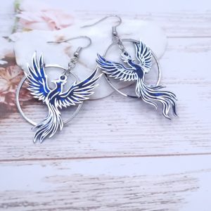 Boucles d'oreilles Phoenix en liberty Capel indigo