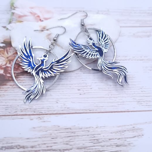Boucles d'oreilles Phoenix en liberty Capel indigo