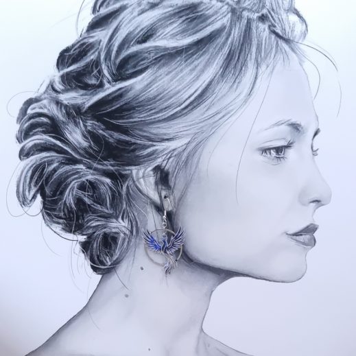 Boucles d'oreilles Phoenix en liberty Capel indigo Boucles d'oreilles Phoenix en liberty Capel indigo