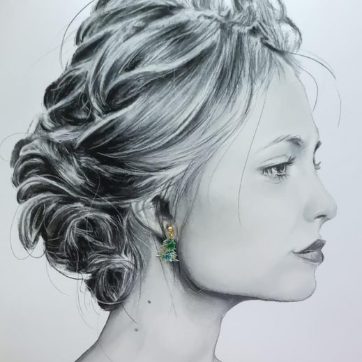 Boucles d'oreilles Mini sapin et étoile noël en liberty strawberry thief émeraude Boucles d'oreilles Mini sapin et étoile noël en liberty strawberry thief émeraude