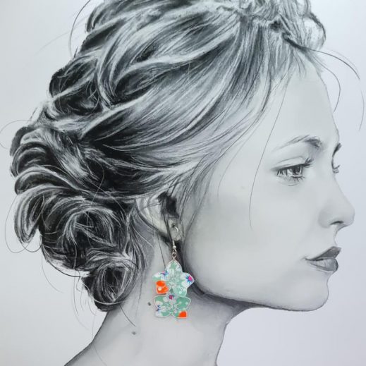 Boucles d'oreilles Orchidées en TISSU Petit Pan fleur des îles vert Boucles d'oreilles Orchidées en TISSU Petit Pan fleur des îles vert