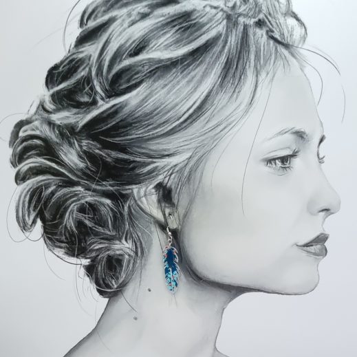 Boucles d'oreilles plumes en TISSU Hanako orage Boucles d'oreilles plumes en TISSU Hanako orage