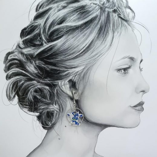 Boucles d'oreilles vache et marguerite en TISSU japonese blue butterfly Boucles d'oreilles vache et marguerite en TISSU japonese blue butterfly