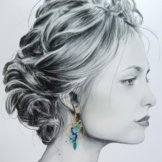 Boucles d'oreilles lémurien et Madagascar en Tissu japonais Sakura bleu Boucles d'oreilles lémurien et Madagascar en Tissu japonais Sakura bleu